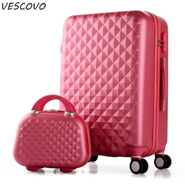 

vescovo korean trolley suitcase small fresh women travel suitcase set 20"24"28"inch abs rolling luggage spinner on wheels