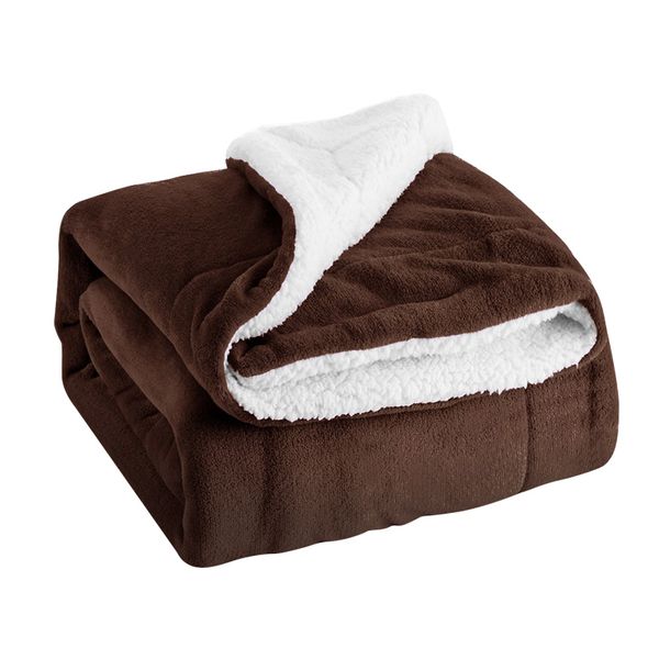 

1pc pure color berber fleece blanket couch solid color bed blanket sheet (coffee
