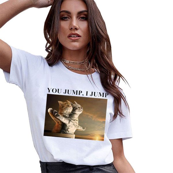 

women shirt womens brand summer harajuku t shirt women funny cat casual short sleeve tee femme t shirt women clothing, White