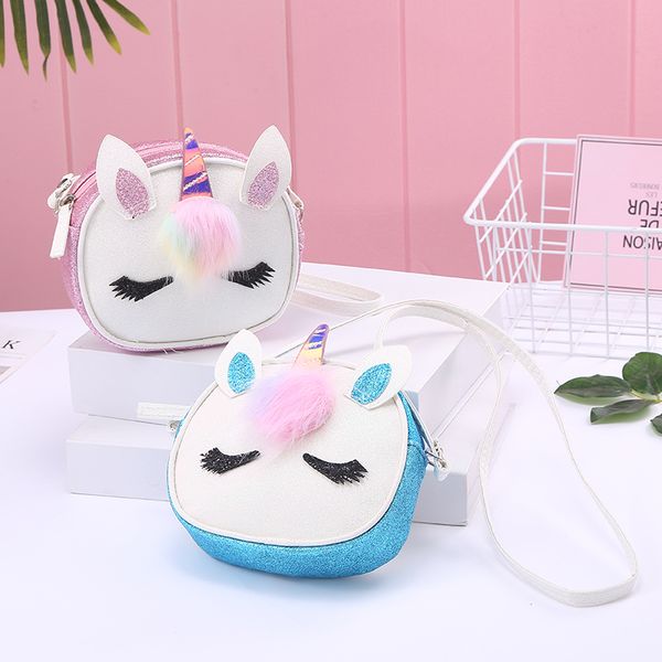 

children's new unicorn bling mermaid sequined cute shoulder bag chain cross shoulder bag sequin unicorn pu children