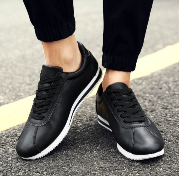 

new brands casual shoes men and women cortez shoes casual shoes shells leather fashion running outdoor sneakers size 36-45, Black