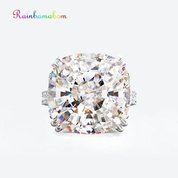 

rainbamabom vintage 925 sterling silver created moissanite gemstone wedding engagement couple ring jewelry party wholesale, Golden;silver