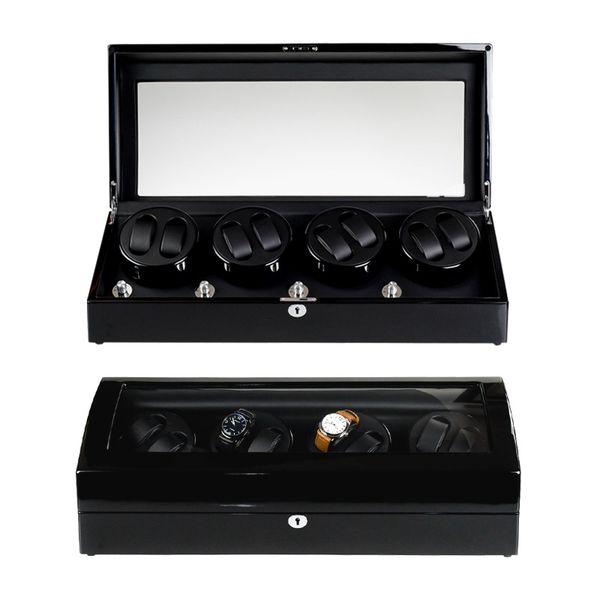 

high end watch winder 8+9 automatic watches chain winder wooden reel rotation watch box display, Black