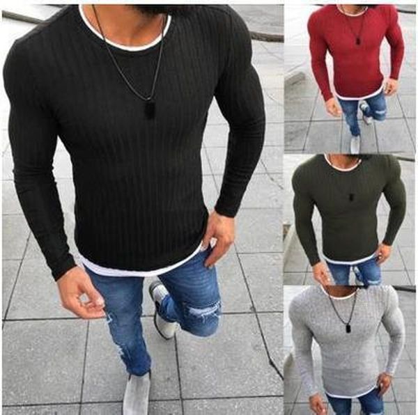

zogaa 2019 men autumn skinny sweater solid knitted pullover thin sweaters o-neck slim fit sweater pullovers plus size s-5xl, White;black