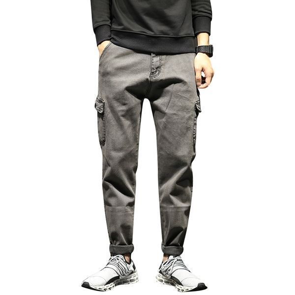 

fashion 2019 spring new men jeans brand loose plus size side pocket denim harem pants mid waist casual jeans men clothes 42-28, Blue