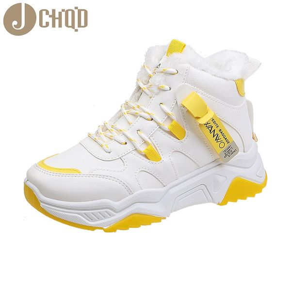 

jchqd plus velvet sneakers women 2019 winter new students high-warm cotton shoes women wild dad shoes women's, Black