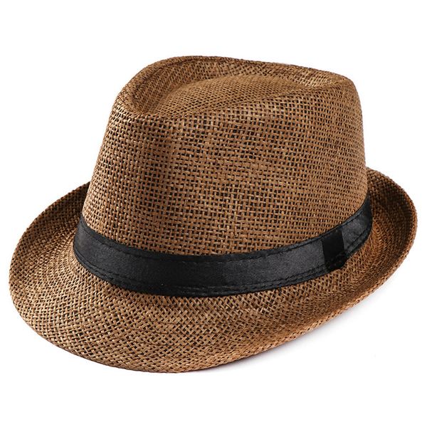 

trilby gangster cap beach sun straw hat band sunhat cover mesh breathable 2019 fashion