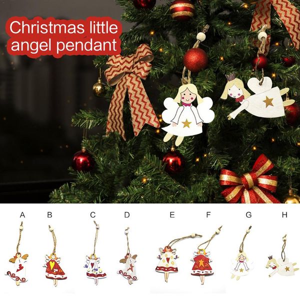 

8pcs mini wooden christmas tree ornaments figures advent calendar stuffers fillers hanging vintage miniature decorations
