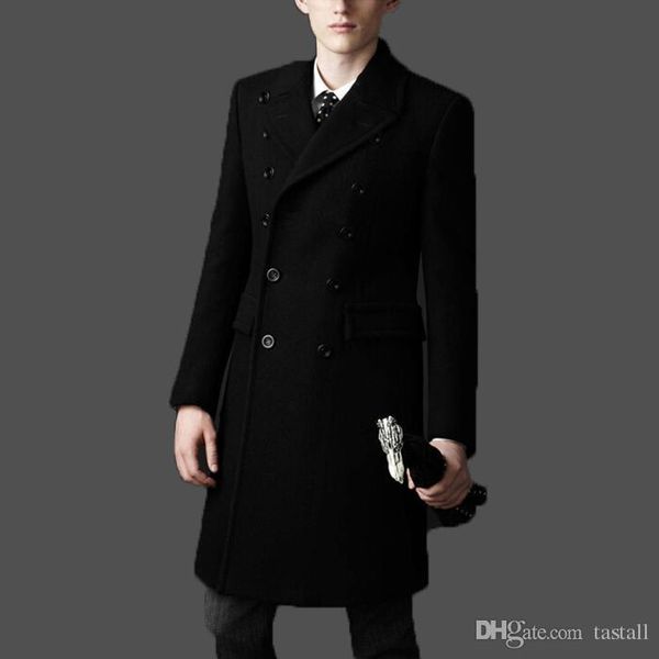 

new brand bakham long trench coat wool coat winter peacoat men's dust coat mens clothing overcoat men's coats, Tan;black