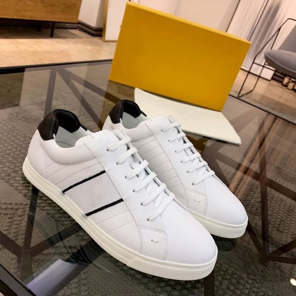 

2019 new designer women/men casual shoes white genuine leather flat bottom ing, Black