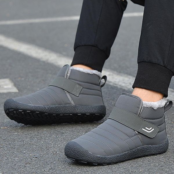 

plus size 46 walking plush inside men winter shoes snow boots waterproof antiskid bottom keep warm non-slip ski boots outdoor, Black