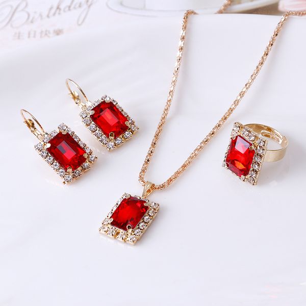 

new fashion crystal diamond earrings pendant necklaces rings sets for women girl party gift bridal wedding jewelry, Silver