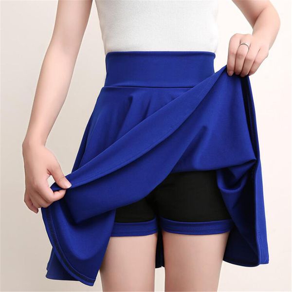 

faldas mujer moda 2019 fashion solid color high waist large size saia jupe 4xl plus size mini skirts womens pleated skirt faldas, Black