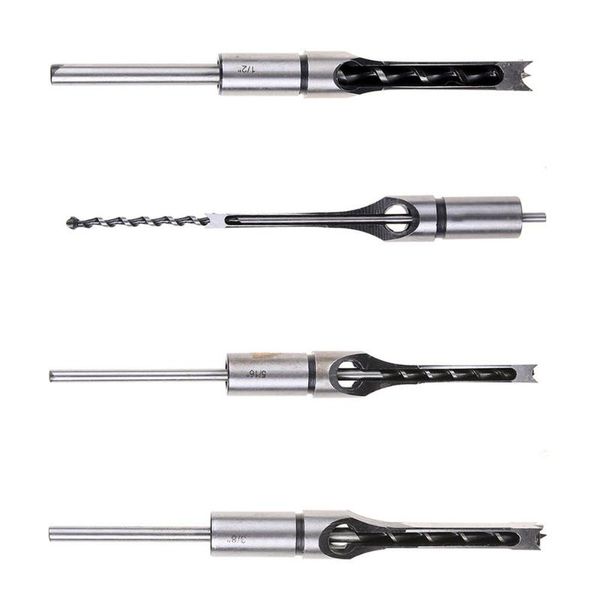 

4pcs square hole mortiser drill bit hole drill guide positioner mortising chisel for diy woodworking electric tools