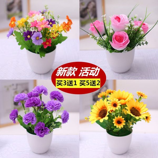 

home decoration home decoration artificial flower artificial flower small potted indoor decoration flower dried set plastic bo
