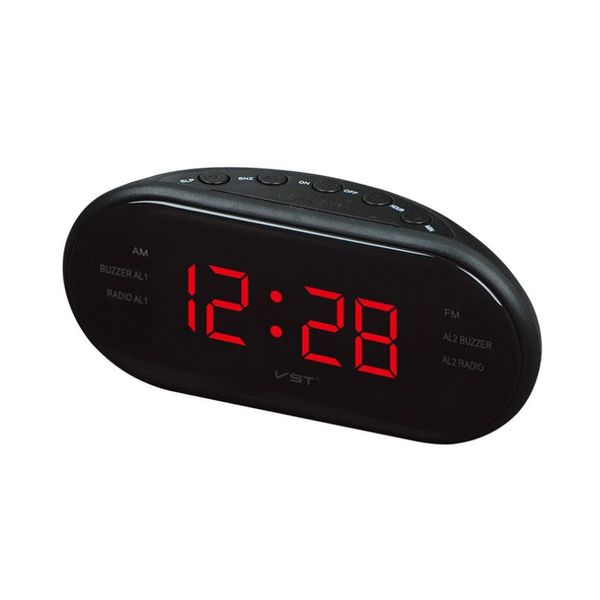 

vst-902 220v eu plug am fm dual frequency radio alarm clock digital led clock luminous snooze electronic home table cloc