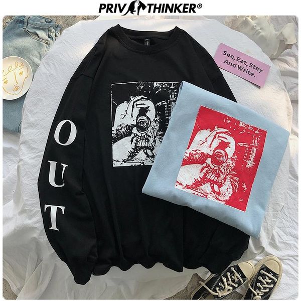 

privathinker мужчины 2020 high street spring толстовки мужской пуловер o-образным вырезом моды толстовки мужские печати одежда hip hop 5xl t, Black