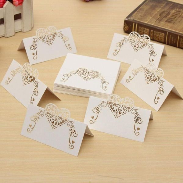 

50pcs cut heart shape table name card place card wedding party decoration favor (white