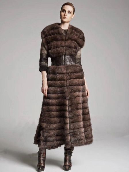 

arlenesain custom 2019 new design brown color sable fur patchwork sheep skin women vest coat, Black
