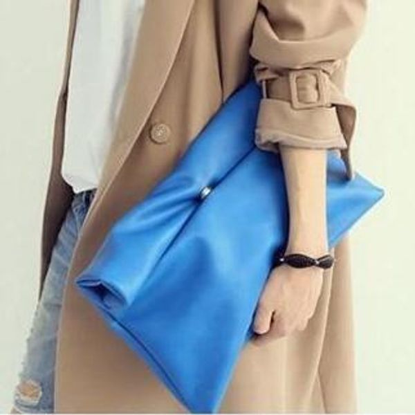 

kpop style candy color women's clutches fashion women envelope bags pu leather clutch evening bag female wallet black