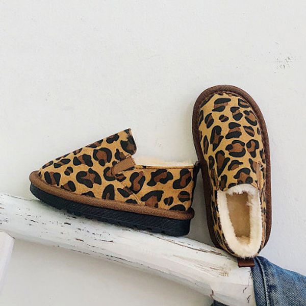 

kids brand solid color cotton shoes boys and girls designer leopard print flat shoe children slip-on velvet warm shoes 7 styles 2020 new, Black;red