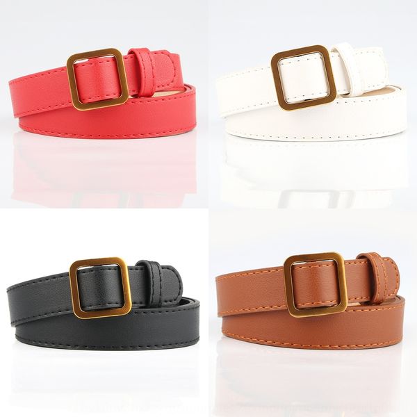 

women's golden square and jeans buckle thin women's non-hole soft belt jeans belt, Black;brown