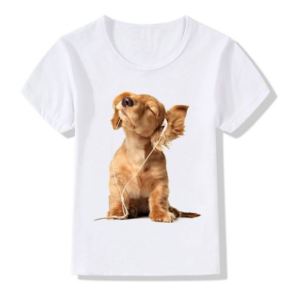 

dog cat listening to music design funny t shirt short sleeve o-neck kids boys t shirts kt-1977, Blue