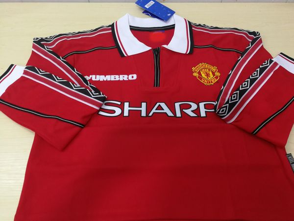 

98 99 man uni beckham keane ol kjaer gigg retro utd occer jer ey 1998 1999 mu cla ic vintage football hirt long leeve manche ter
