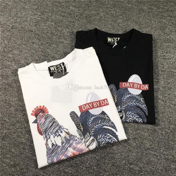 

19ss luxury mens designer t shirt casual short sleeves cock printing men women fashion tees white black