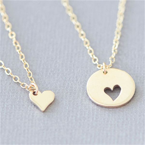 

dainty heart cutout charm mother daughter heart necklaces mother's day gift, Silver