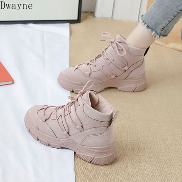 

2020 new winter plus velvet wild british style personality casual flat korean boots children, Black