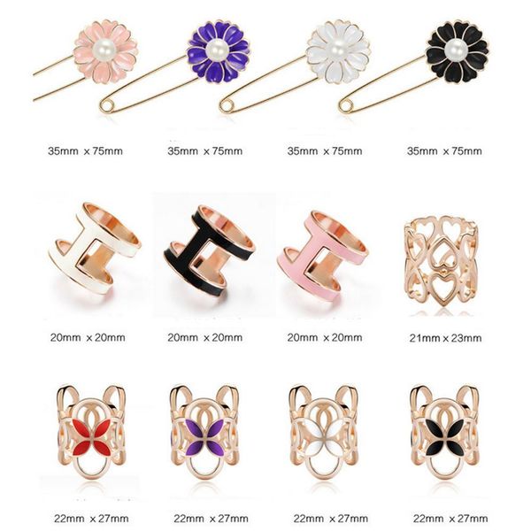 

женщины multistyle шелковый шарф пряжки платок кольцо зажима rhinestone перл шарфы пряжка брошь для партии ювелирных аксессуаров подарок для, Gray