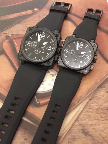 

bellross aviation clear display 42mm square case мужские наручные часы черный резиновый ремешок белые часовые маркеры наручные часы для мужч, Slivery;brown