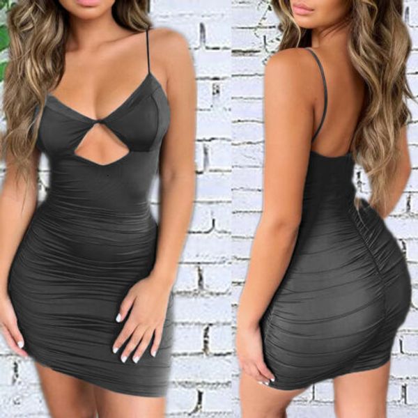 

summer fashion women female sling front hollow bandage bodycon casual sleeveless evening party clubwear mini pencil dress, Black;gray