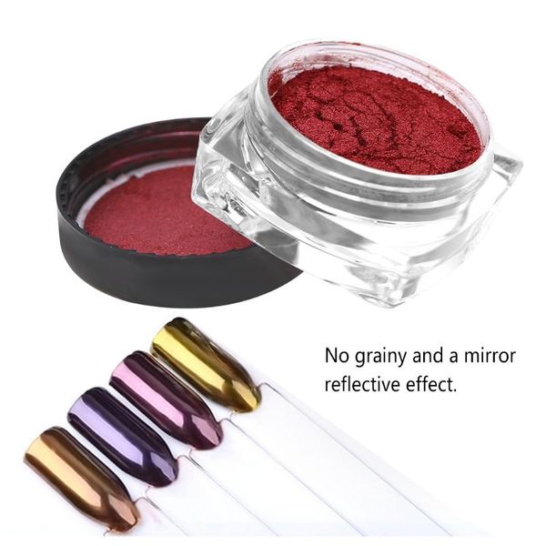 

4 types glitter mirror effect nail powders anti-corrosive nail gel polish powder with brush diy design decoration manicure tool, Silver;gold