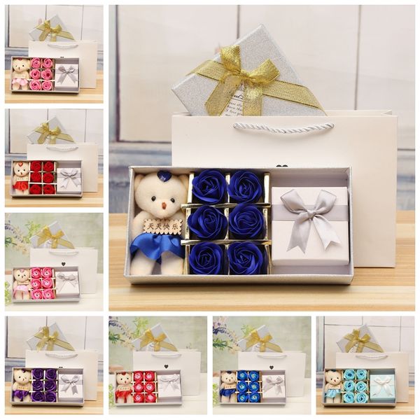 

romantic party day box box bear rose jewelry birthday 6 bear 1 soap 1 flower wedding with mother's doll rose gift dh1278 opnfu