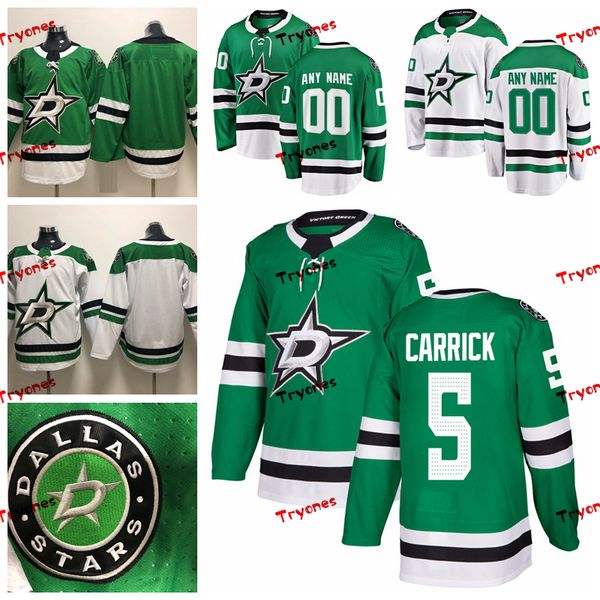 

2019 dallasstars customize connor carrick stars stitched jerseys custom home green shirts #5 connor carrick hockey jerseys s-xxxl, Black;red