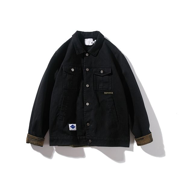 

yi dao vintage autumn clothing japanese-style retro harajuku tooling jacket young men's popular brand casual loose-fit turn-down, Black;brown