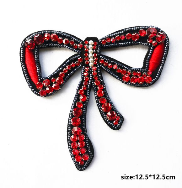 

жемчужные заплатки из жемчуга из бисера для курток, вышитые стразами бантики, аппликации для джинсов, заплатки для одежды a820, Black