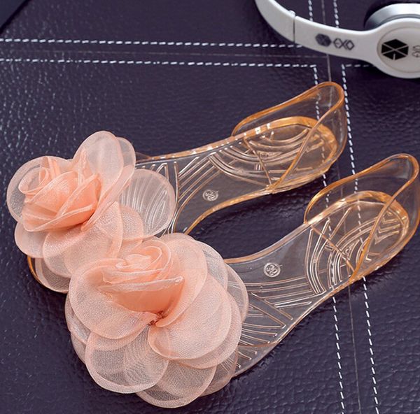 

2019 sandals female summer korean casual wild rose fish mouth shoes flat jelly crystal shoes, Black