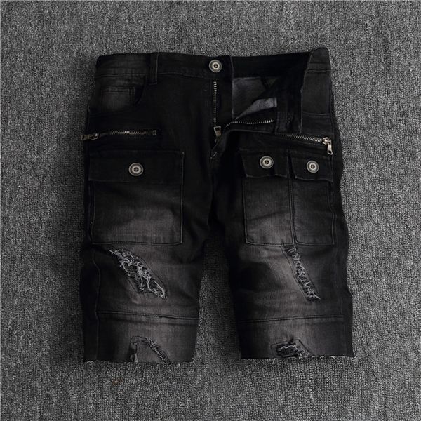 

2020 summer mens designer shorts luxury mens jeans designer pour hommes knee length ripped hip hop straight denim men jeans, White;black