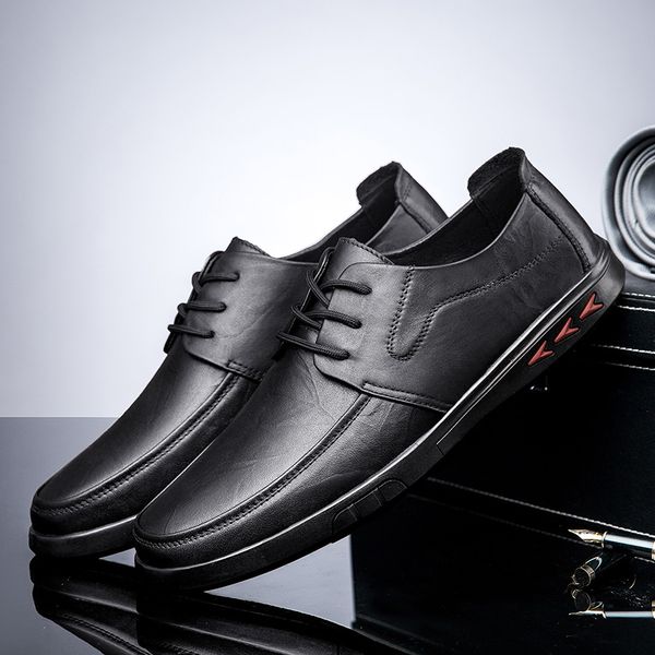 

new comfortable men's casual shoes hosale sneaker leather men flats business shoes big size 38-44 *ls1988, Black