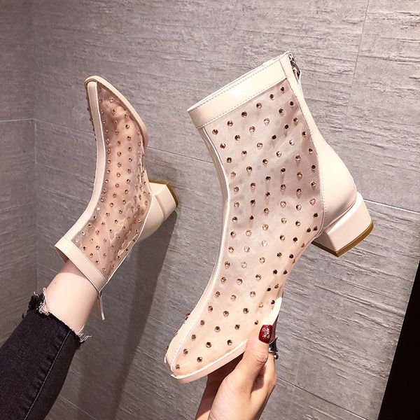 

female sandal lace denim women's shoes rhinestone sandals med 2020 summer velvet shoes block heels ladies woman with comfort, Black