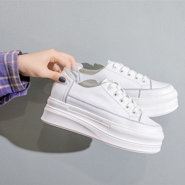 

genuine leather small white shoes woman 2020 spring new product sponge cake single shoe chalaza thick sole of slab shoes, Black