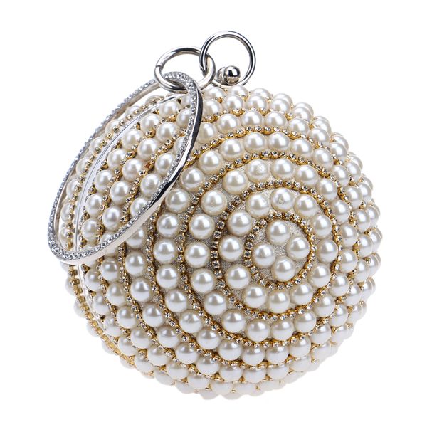 

women's pearl beaded evening bags factory selling pearl beads clutch bags handmake wedding bags beige, black quality assurance