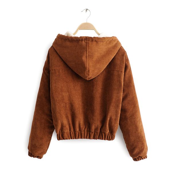 

84jj-9916 korean-style women's wear 2019 winter new style corduroy padded coat short hooded cotton-padded clothes, Blue;black