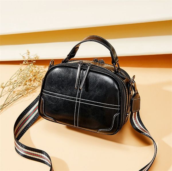 

fashion brand designer handbags new cowhide double layer broadband casual portable diagonal shoulder bag