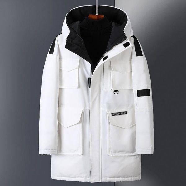 

winter men's jacket mens heavy down coat jackets with white duck down vest collar men's brand designer jacket coat, Black
