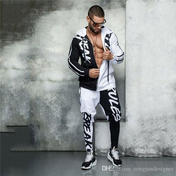 

mens sports designer 2pcs tracksuite осень кардиган с длинным рукавом сплошной цвет буквенные печать homme толстовки брюки мода стиль повсед, Gray