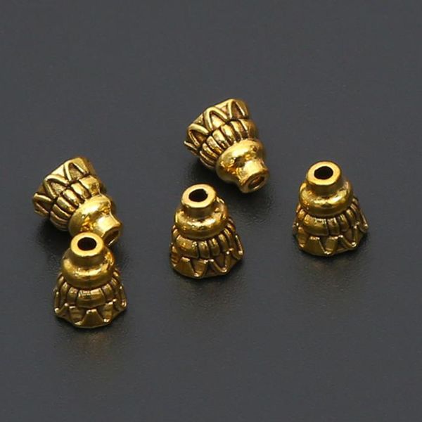 

100 pieces brass flower spacer beads caps jewelry making diy charms tassel accessory tower shape